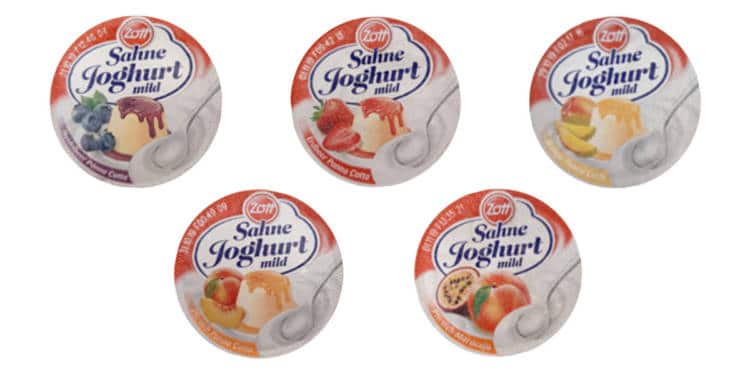 Verschiedene Sorten Zott Sahnejoghurt